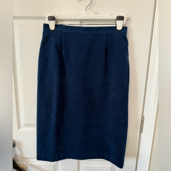 VTG Adolph Schuman UltraSuede Brand Fabric Blue Suede Leather Skirt Made USA M - Picture 1 of 3